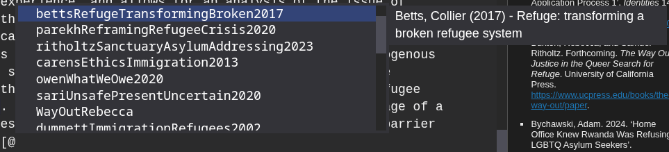 Zettlr citation dialogue with one citation highlighted and given extra detail.